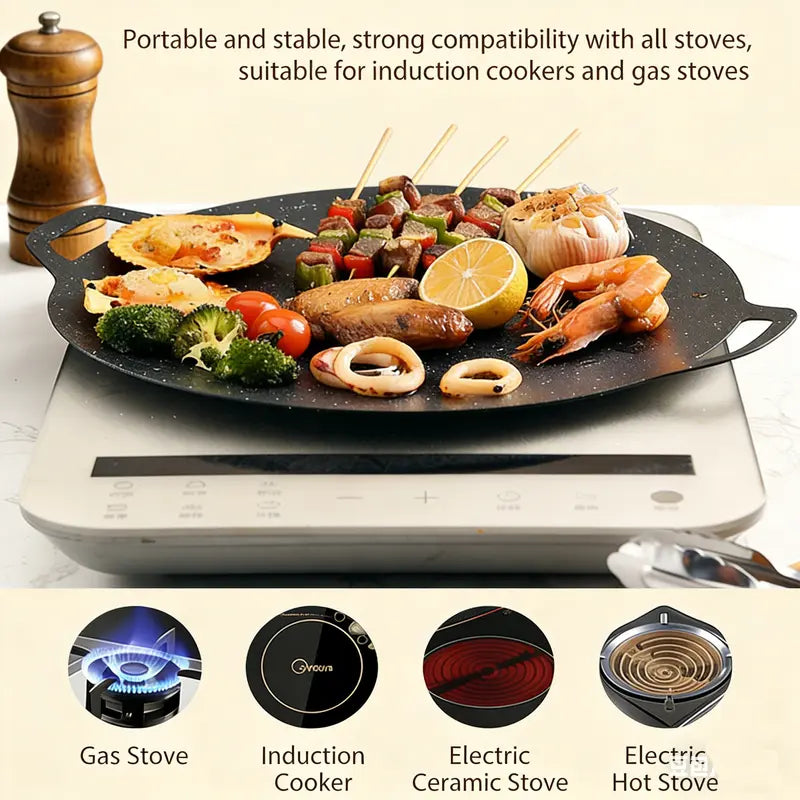 Nonstick Volcanic Stone Grill Pan | Universal | Compatible with Gas and Induction Stovetops