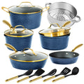 15-Piece Hammered Cookware Set | Pots, Fry Pans, and Utensils